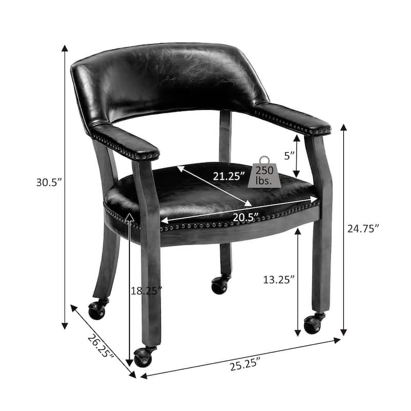 Convenience Concepts Dillon Armchair with Caster Wheels and Nailheads