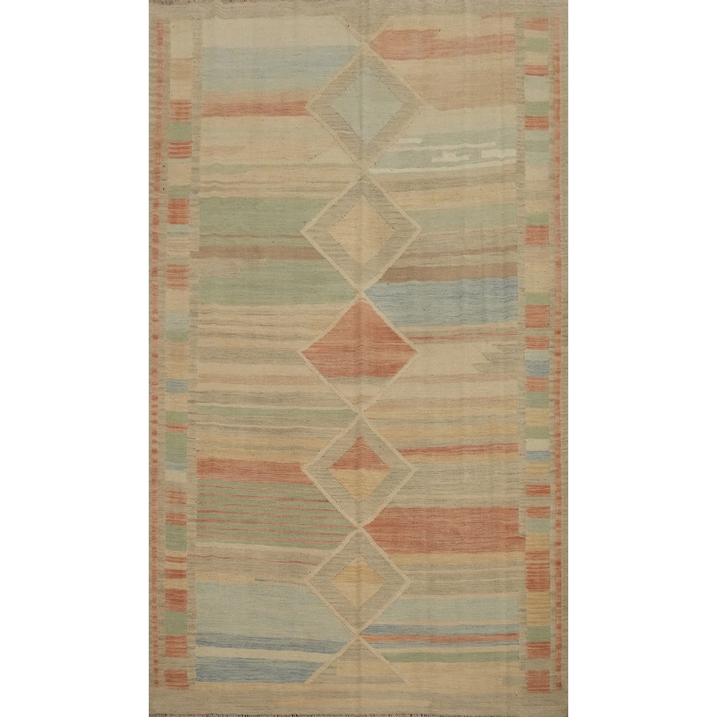 Hand Woven Oriental 100% Wool Carpet Southwestern Tribal Multi-Colored Kilim Area Rug - 9' 1'' X 5' 9''