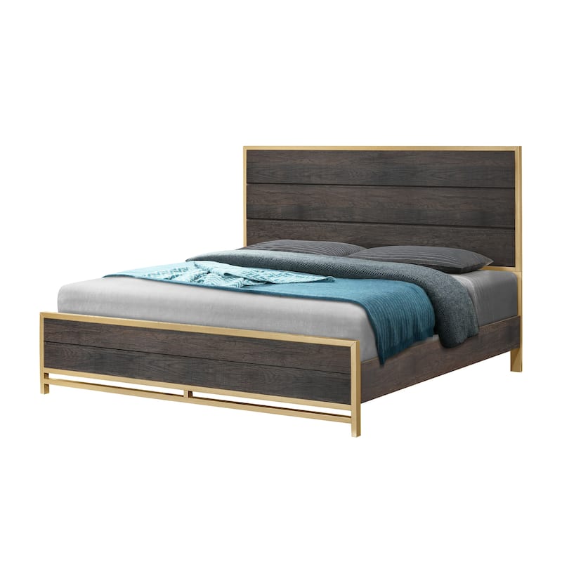 Wedro 4 Piece Dark Brown Rustic Panel Bedroom Set
