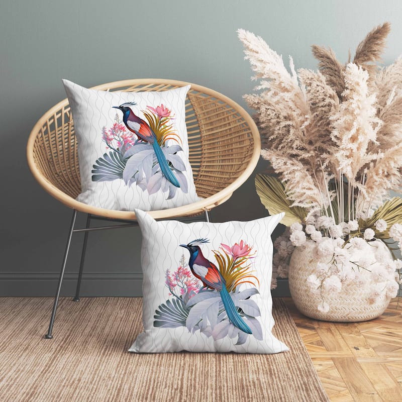 Woodland Flyers Indoor/Outdoor Reversible Throw Pillow White and Blue
