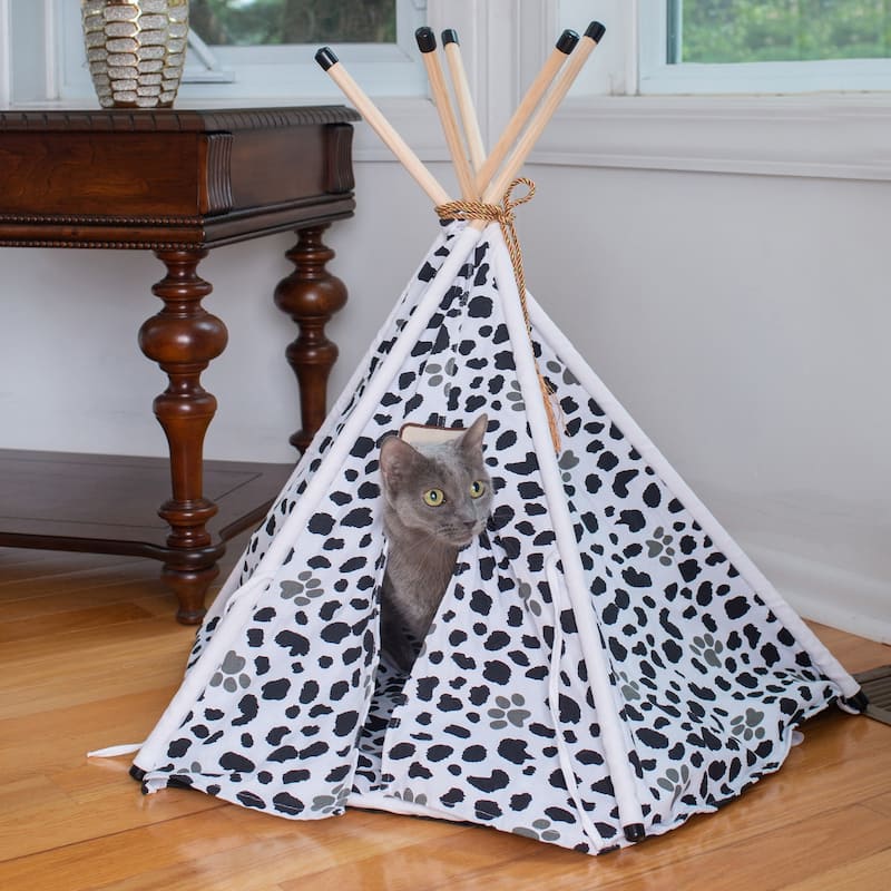 Pet Tent/Teepee Style Cat Bed, Durable Fabric - 35"L x 35" W x 29"H;