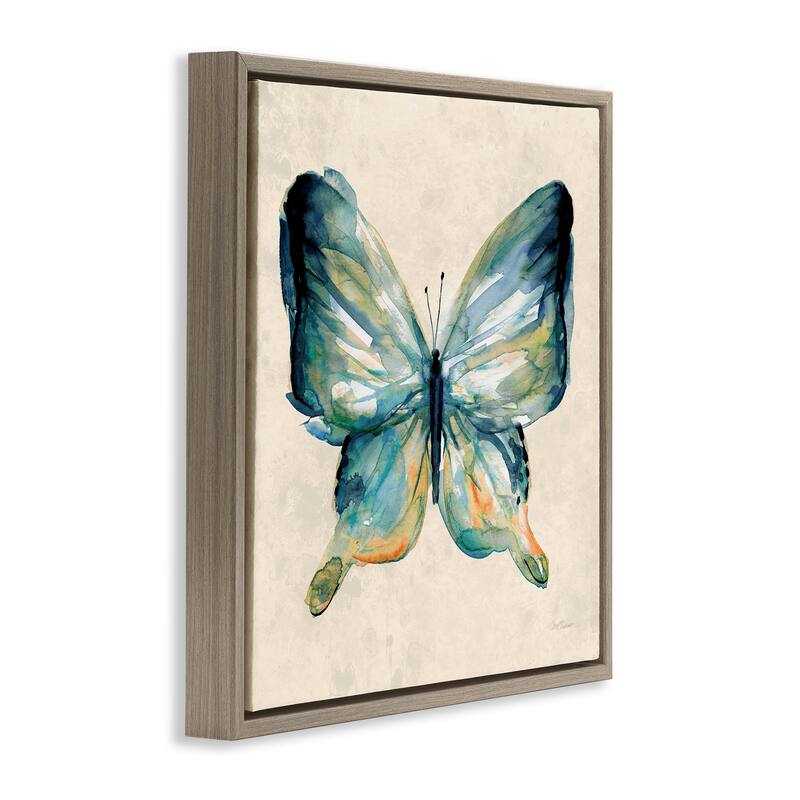 Stupell Bold Butterfly in Green Framed Floater Canvas Wall Art Design By Carol Robinson