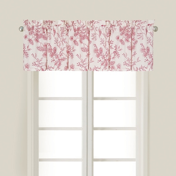 Set of 2 White and Red Evergreen Toile Valance with Rod Sleeve 72" - N/A