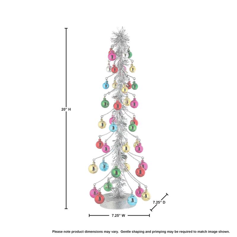 20" Glitter Tinsel Tree With Shatterproof Plastic Ball