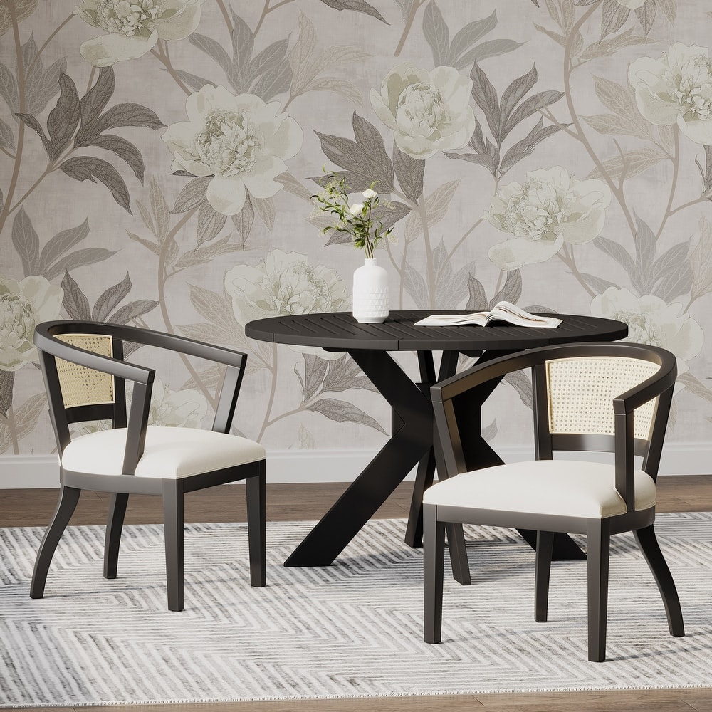 Currant Velvet and Cane Upholstered Dining Chairs by Christopher Knight Home- Set of 2