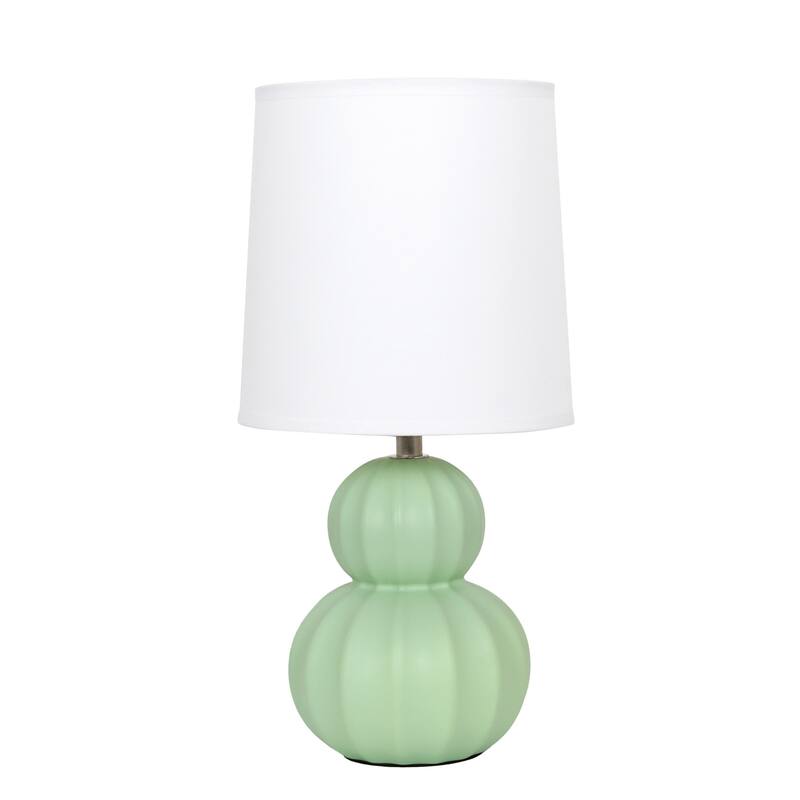 Stacked Double Gourd Ceramic Table Lamp with Tapered Shade - 12.5" - Sage Green