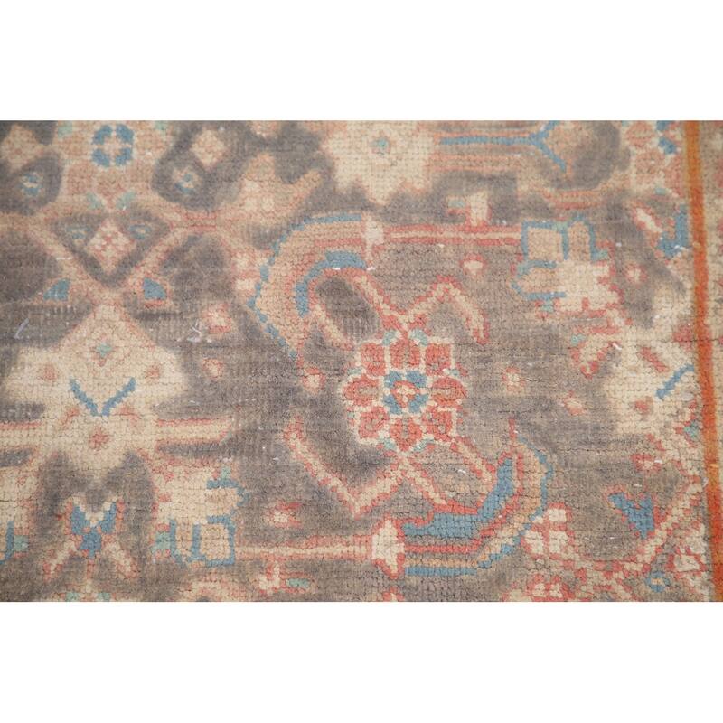 Hand Knotted Oriental 100% Wool Carpet Traditional All-Over Greys & Charcoal Mahal Runner Rug - 10' 2'' X 3' 7''
