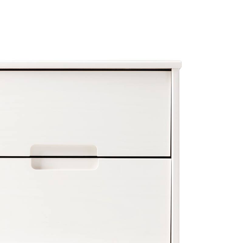 Mid-Century Modern 2-Drawer Nightstand with Cutout Handles in White