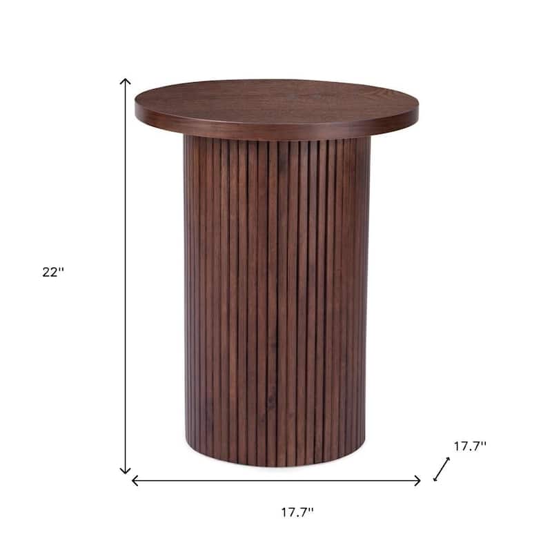 HomeRoots 22" Brown Wood Round Pedestal End Table - 16.93 in. x 22.05 in. x 16.93 in.