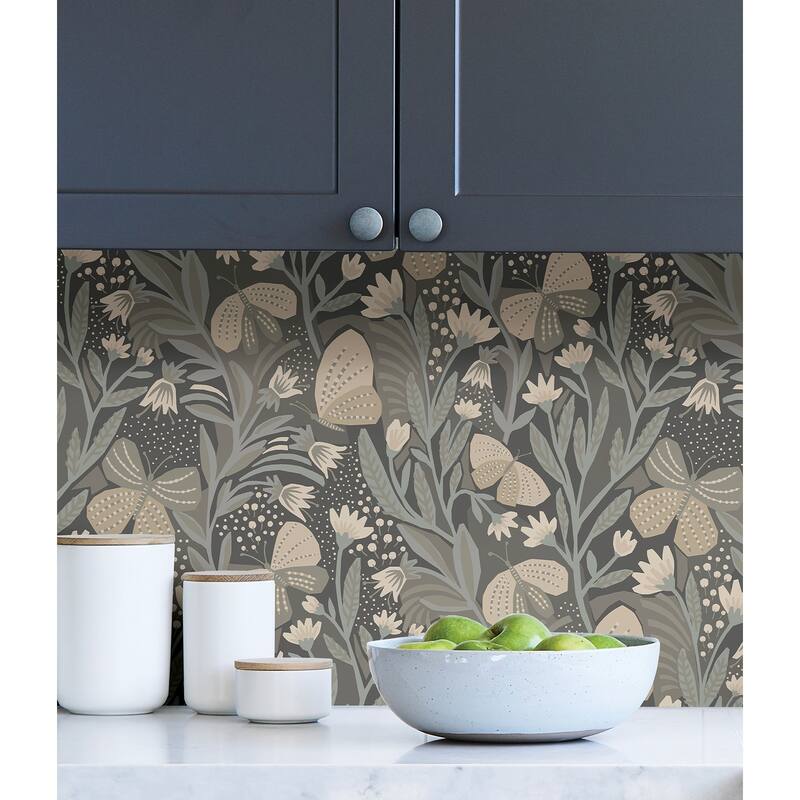 Pip & Lo Blue Grey Papillon Flutter Peel & Stick Wallpaper