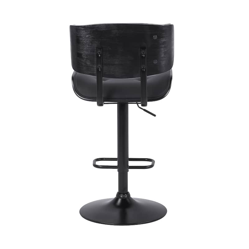 Black Fabric Adjustable Swivel Bar Chair with Low Back and Footrest - 22” D x 20” W x 46” H