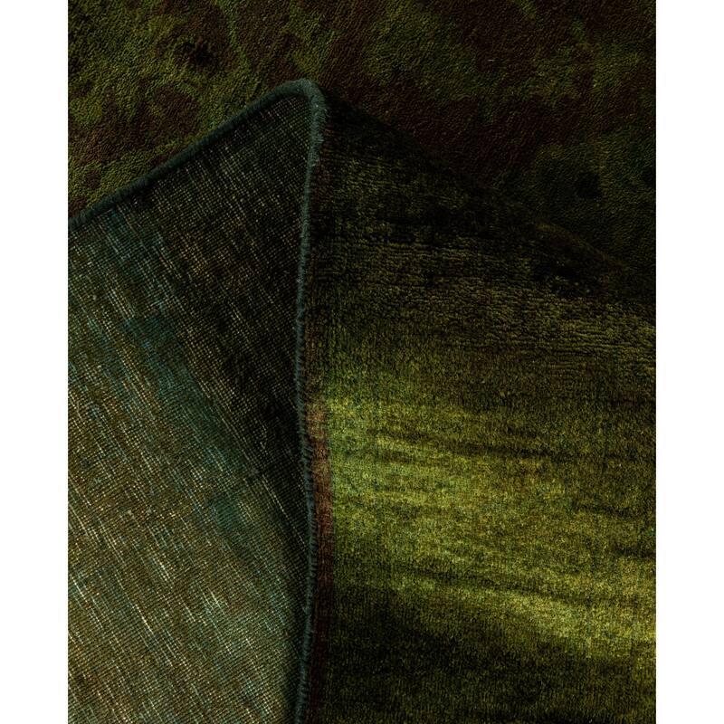 Overdyed One-of-a-Kind Hand-Knotted Area Rug - Green - 9' 0" x 12' 1"