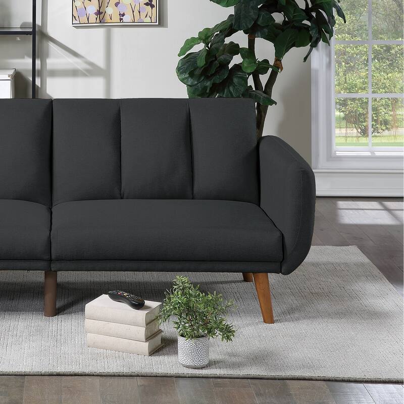 Elegant Modern Sofa Polyfiber Sofa Convertible Bed Wooden Legs