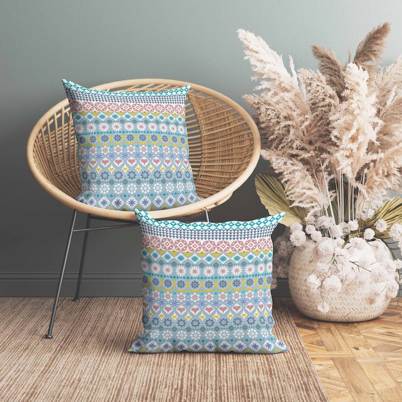 Shape Synergy Faux Suede Reversible Throw Pillow Light and Blue