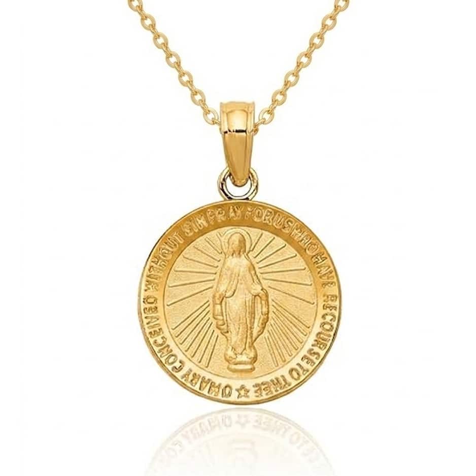 Curata 10k or 14k Yellow Gold 18" 20x13mm Miraculous Medal Necklace