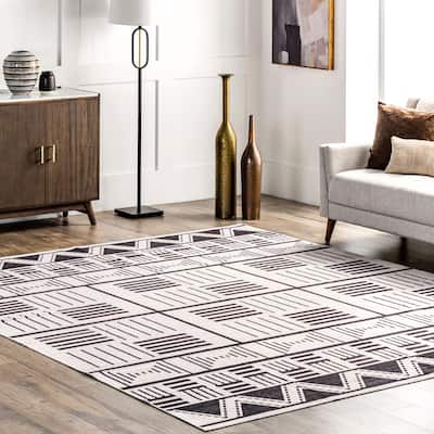 Nuloom Evia SpinClean Tribal Stripes Machine Washable Area Rug