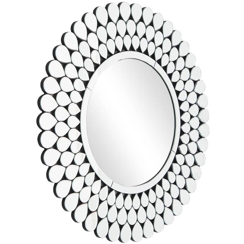 Glass Starburst Room Wall Mirror with Teardrop Embellishment - Silver - Roche River Decor