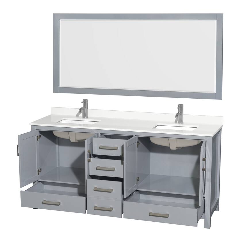 Wyndham Collection WCS141472D-QTZ-UNSM70 Sheffield 72" Free Standing
