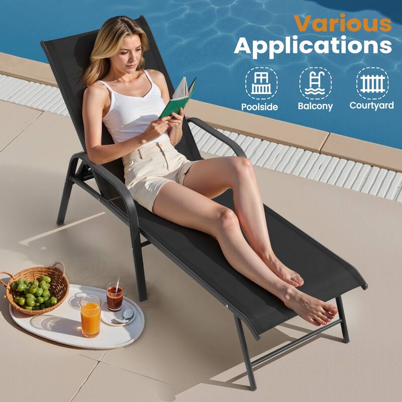 VredHom Outdoor Aluminum Adjustable Patio Chaise Lounge Chairs