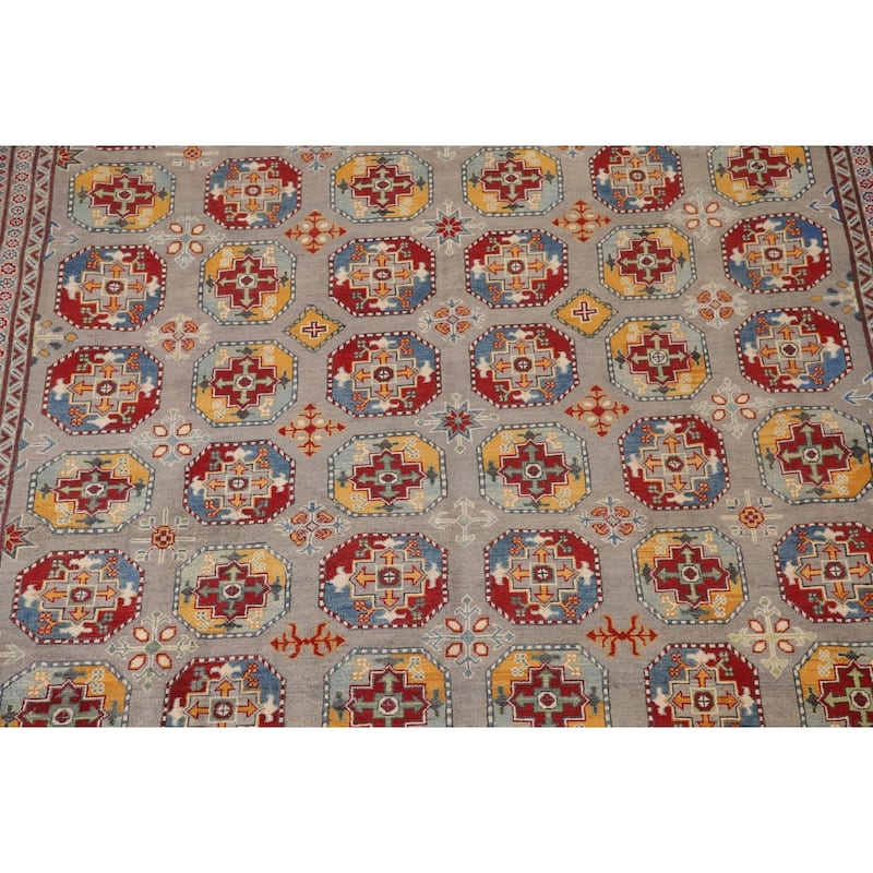 Large Geometric Kazak Oriental Area Rug Hand-Knotted Wool Carpet - 10'3"x 13'7"