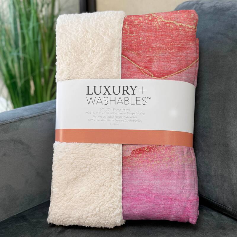 Premium Machine Washable Modern Abstract Sherpa Throw Blanket