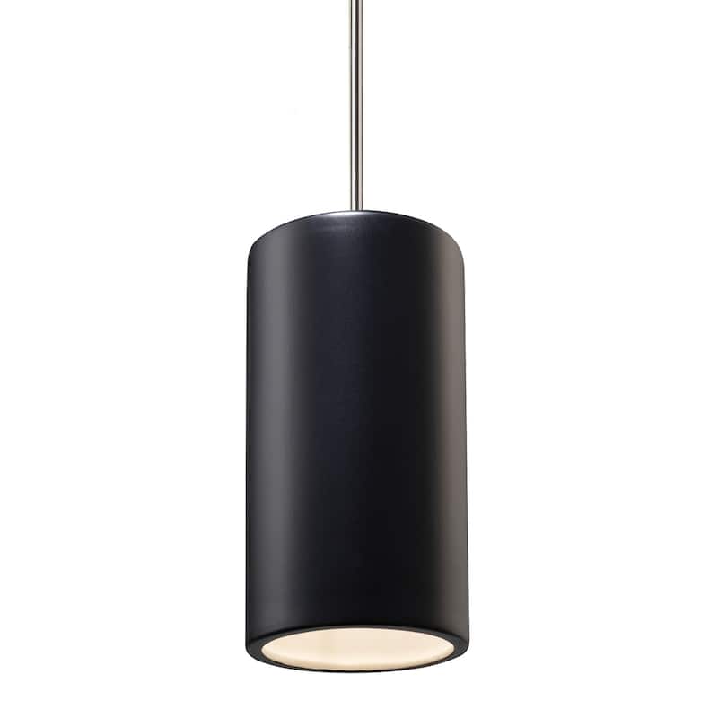 Justice Design Group Large Cylinder Pendant - Rigid Stem - Polished Chrome/Carbon Matte Black