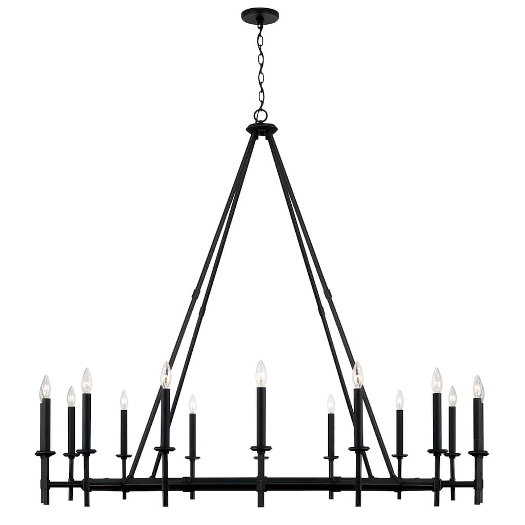 Ogden 16-light Brushed Black Iron Oversized Wagon Wheel Ring Chandelier