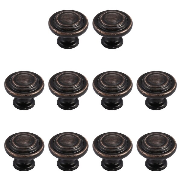 Zinc Alloy Knobs Vintage Round Dresser Handle Cabinet Accessory 32mm, #1, 10pcs