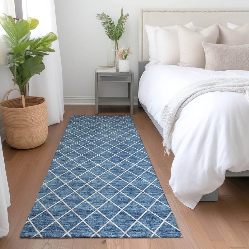 Premium Washable Super Soft Diamond Trellis Mayfield Rug - Denim - 2'3" x 7'6"