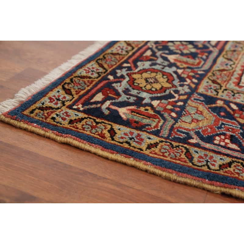 Hand Knotted Oriental 100% Wool Carpet Traditional Medallion Oranges & Rust Heriz (serapi) Area Rug - 10' 6'' X 8' 3''