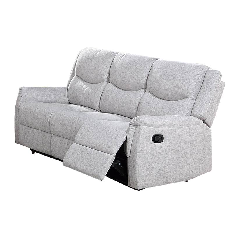 Burlap-Like-Fabric Upholstered Manual Motion Reclining Sofa - Sincere Bone