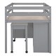 preview thumbnail 86 of 144, Twin/Full Size Low Loft Bed with Retractable Writing Desk and 4 Drawers, Wooden Loft Bedframe w/ Lateral Portable Desk & Shelves