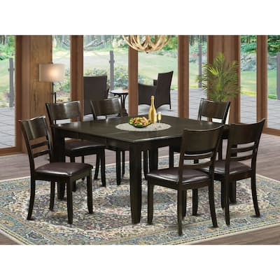 East West Furniture Kitchen Table Set Consist of a Square Table with Butterfly Leaf and Dining Chairs (Chair Seat Type Options)