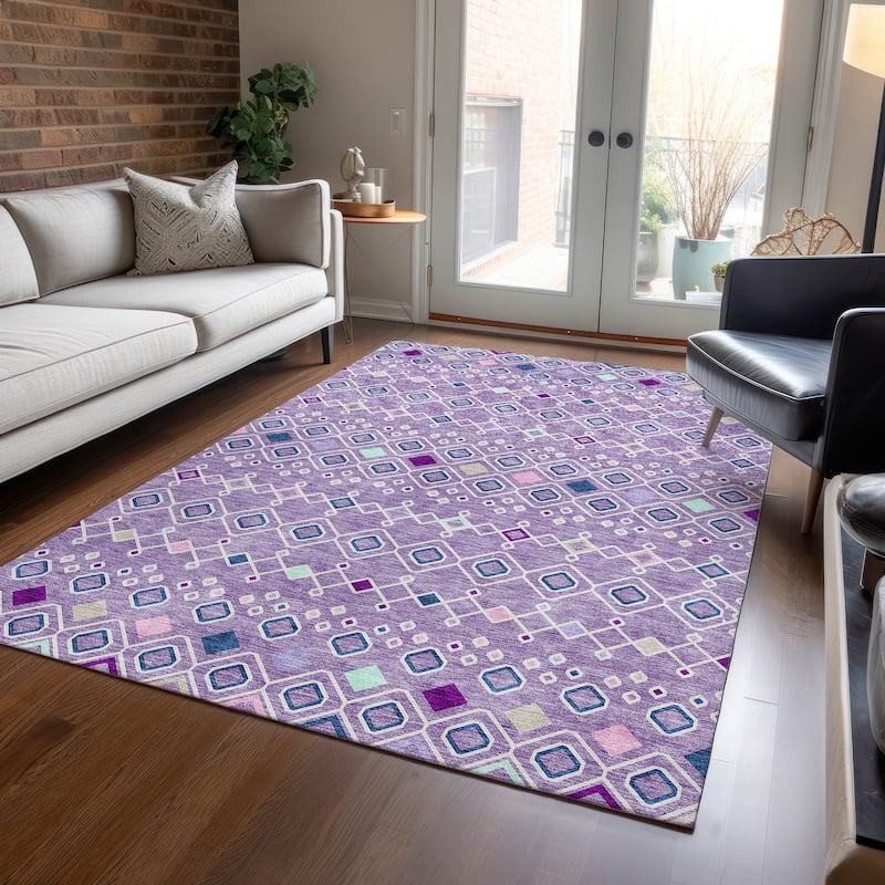 Machine Washable Indoor/ Outdoor Global Contempory Chantille Rug