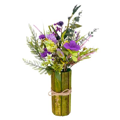 Puleo International 18" Artificial Lavender Flower Bouquet, Green/Purple