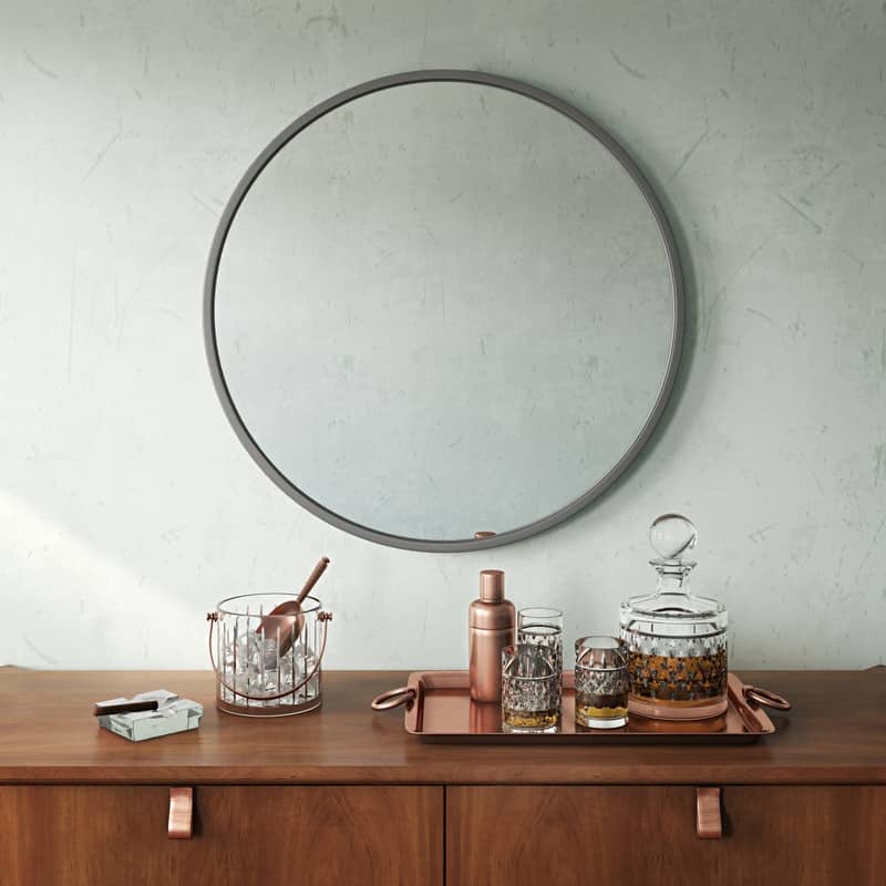 Ravi Modern Round Wall Mirror - 32"H x 32"W x 1.5"D