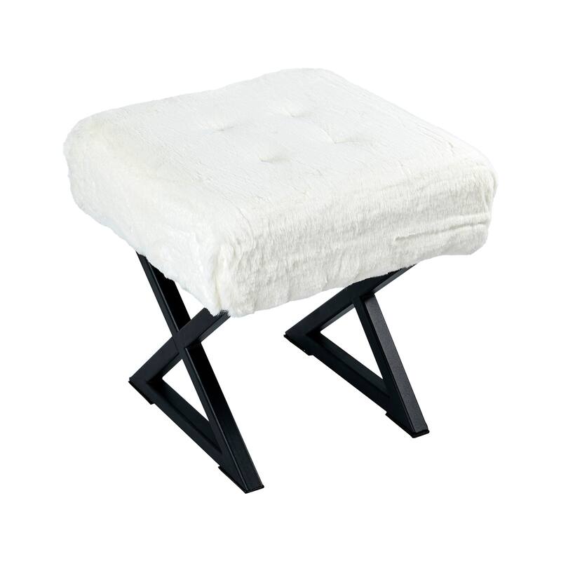 FauxFur Ottoman Vanity Stool 19"X19"X19".