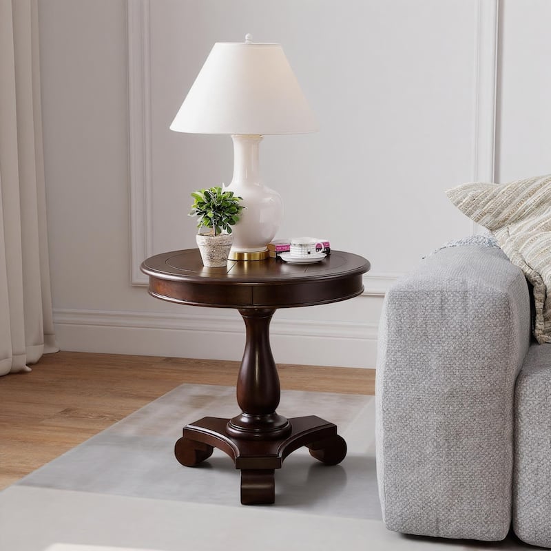 Copper Grove Sierra Round Wood Pedestal Side Table