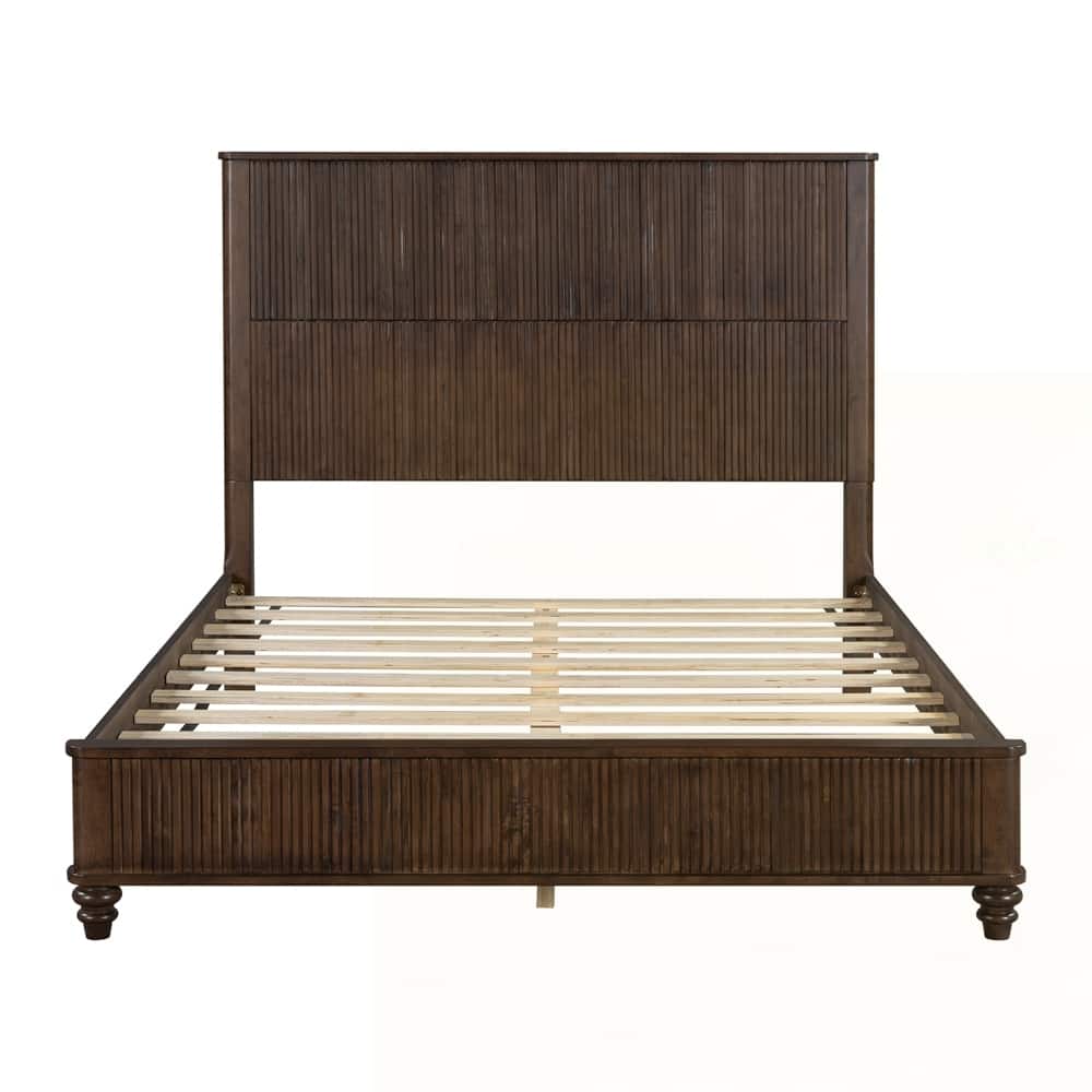 Solid Wood Bed Frame with Tall Headboard