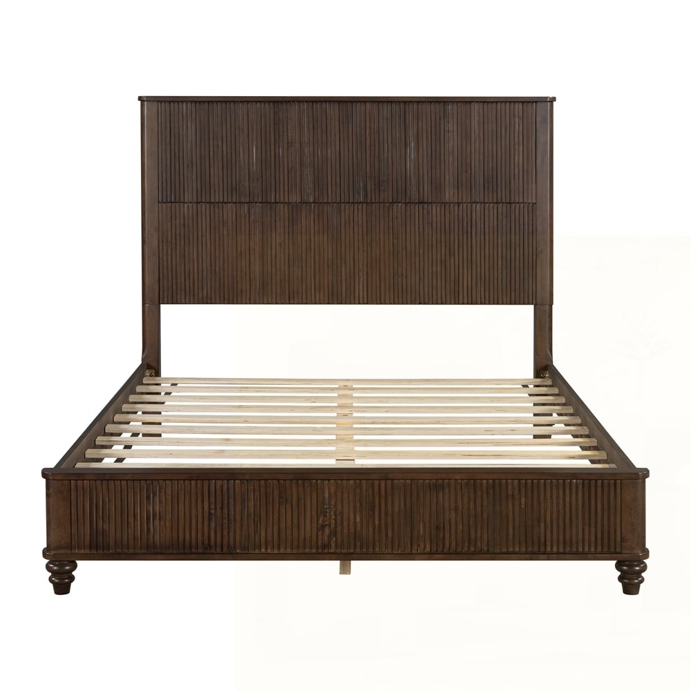 Solid Wood Bed Frame with Tall Headboard