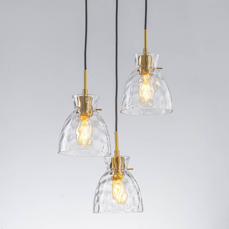 1/3/5-Light Modern Minimalist Clear Glass Pendant Light for Dining Room