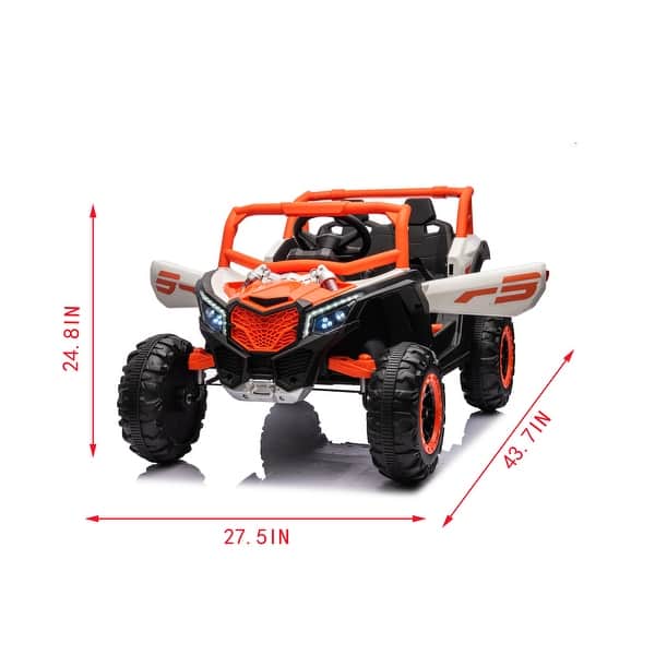 dimension image slide 1 of 3, 12V Kids Ride-On Electric UTV Car with Remote Control, LED Lights, Music Player, and Swing Function for Boys & Girls Ages 3-6