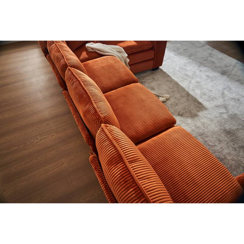 118.1" Luxurious U-Shaped 6-Seater Sofa with Ottoman