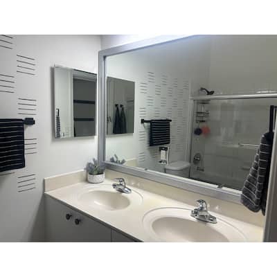 Frame My Mirror Brushed Nickel Framed Vanity Mirror, Meade Design