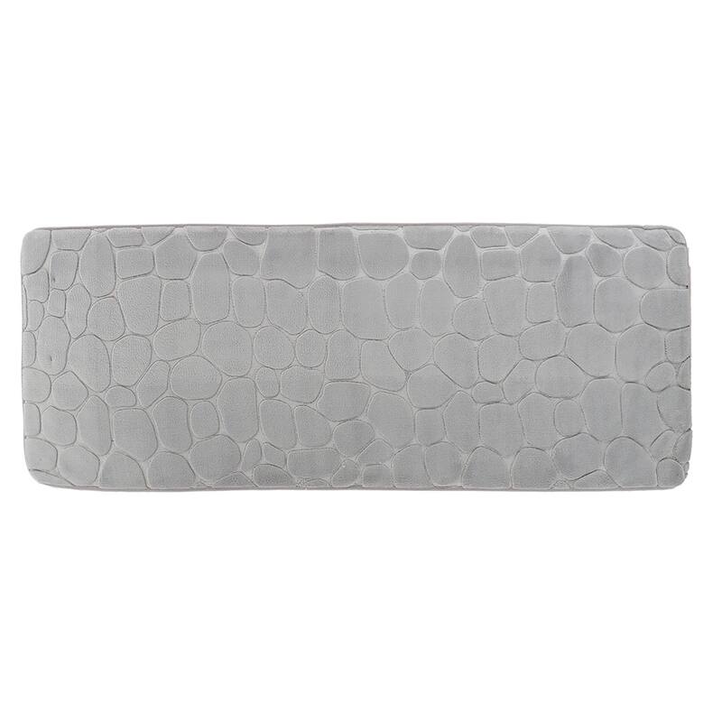 Memory Foam Runner Bath Mat Pebble Design 48x18 - Light Gray
