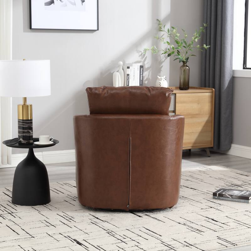32.68" Swivel Barrel Chair with Metal Base