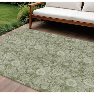 HomeRoots Floral Transitional Rectangle Outdoor Rug