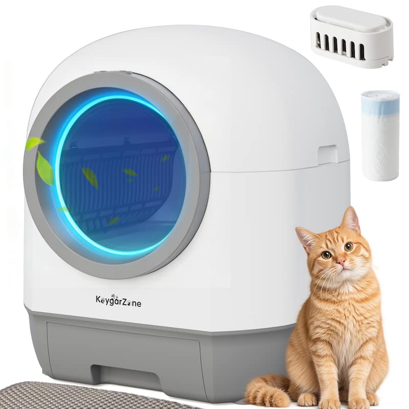 Automatic Self-Cleaning Cat Litter Box with Odor Control & App Control, White - White