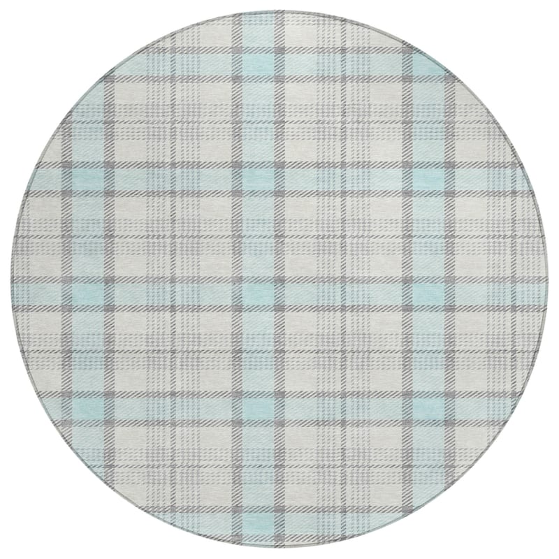 Machine Washable Indoor/ Outdoor Casual Plaid Chantille Rug