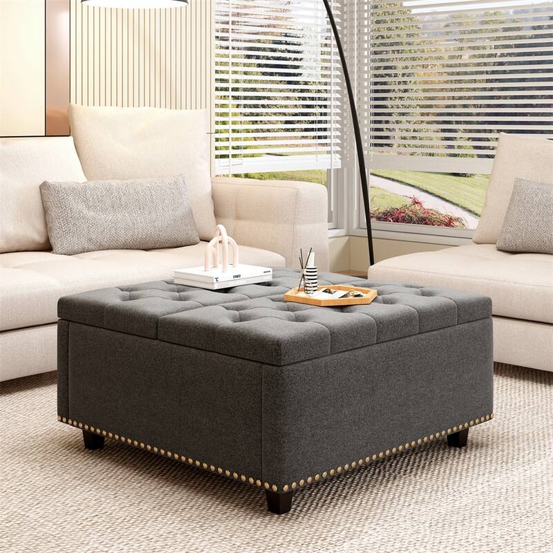 Modern Storage Coffee Table with Storage Doors for Living Room